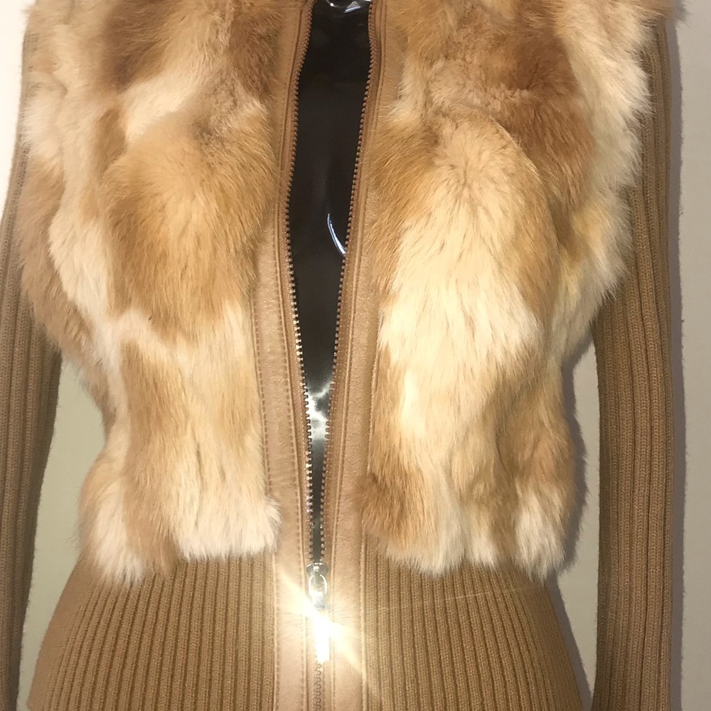 Jennifer J.  Vintage Fur Front Sweater Jacket (M)
